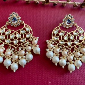 Gold Kundan Chandbali Earrings/Meenakari Earrings/Punjabi Earrings/Indian Jhumki/Pakistani Jewelry/Bollywood kundan jewelry