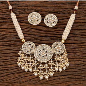 Gold Kundan Polki Choker/kundan jewelry set/Indian Jewelry/Choker set/Pakistani Jewelry/Bollywood Earrings set/ Pearl Necklace