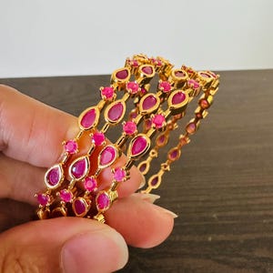 Gold Ruby Bangles/Indian Kada/Pakistani Bangles/Punjabi kundan Bangles/ Indian Bracelets