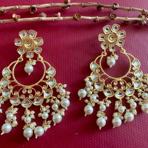 Gold Kundan Chandbali /Bollywood Earrings/Indian Earrings/Pakistani Earrings/Indian Jhumki/ Kundan Jhumka/Meenakari earrings