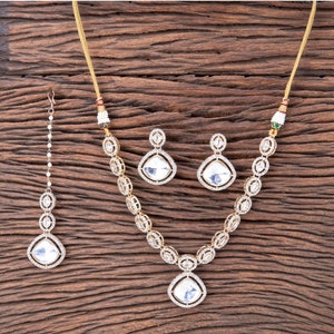 Gold Diamond Kundan Choker Necklace Set/ Indian Jewelry/Bollywood Jewelry/Punjabi Jewelry/Pakistani Jewelry/Sabyasachi Jewelry