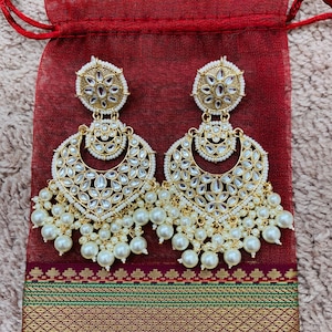 Kundan Chandbali earrings/Bollywood Earrings/Indian Earrings/Pakistani Earrings/South Indian Jhumki/Punjabi Chandbali /Polki jhumka