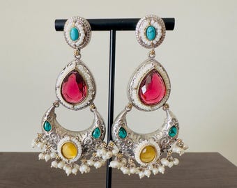 Oxidized Afghani Kashmiri Jhumka Earrings – Traditional Indian Silver Jewelry