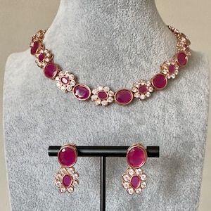 Ruby Gold Kundan Choker Necklace Set/ Indian Jewelry/Bollywood Jewelry/Punjabi Jewelry/Pakistani Jewelry/Sabyasachi Jewelry