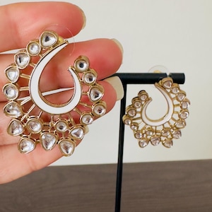 Gold Kundan Chandbali /Indian earrings/Pakistani earrings/Bollywood earrings/Pink pearl Earrings/Punjabi jhumki