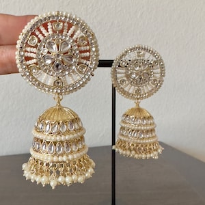 Gold Kundan Jhumka/Bollywood Earrings/Indian Earrings/Pakistani Earrings/Indian Jhumki/ Kundan Jhumka/Punjabi jewelry