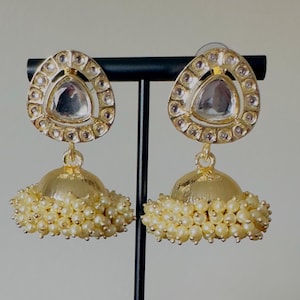 Gold Kundan Polki Dangle Jhumka /Bollywood Earrings/Indian Earrings/Pakistani Earrings/Indian Jhumki/ Kundan Jhumka/Meenakari earrings