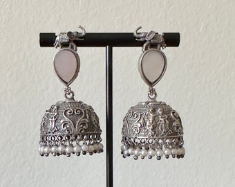 Afghani Kashmiri Jhumka/Oxidized Earrings /Indian jewelry/Indian Jhumka/Traditional Earrings/Pakistani earrings/ Silver earrings