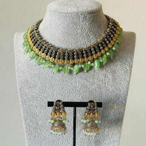 Mint Gold Silver Kundan Choker Necklace Set/ Indian Jewelry/Bollywood Jewelry/Punjabi Jewelry/Pakistani Jewelry/South Indian Jewelry