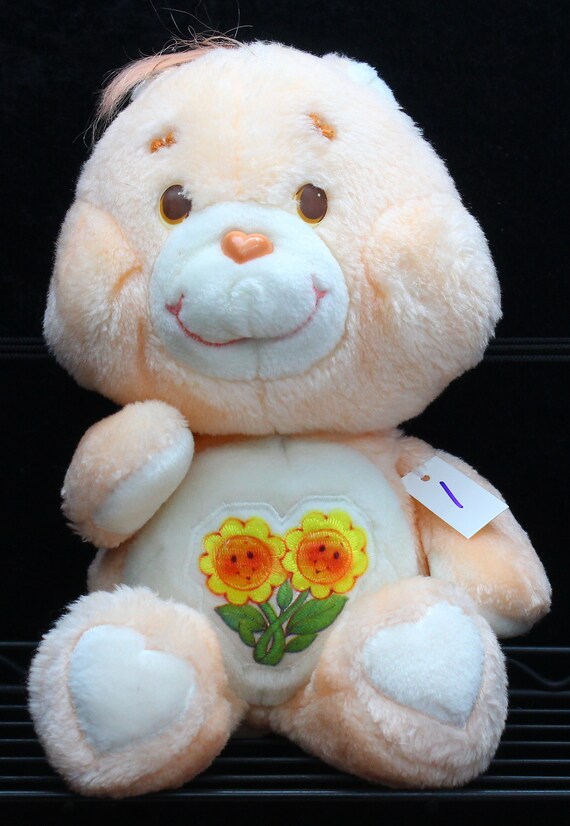 VTG Care Bears Plush Stuffed Friend Bear Sunflower Flower Peach Orange 1983 13" 