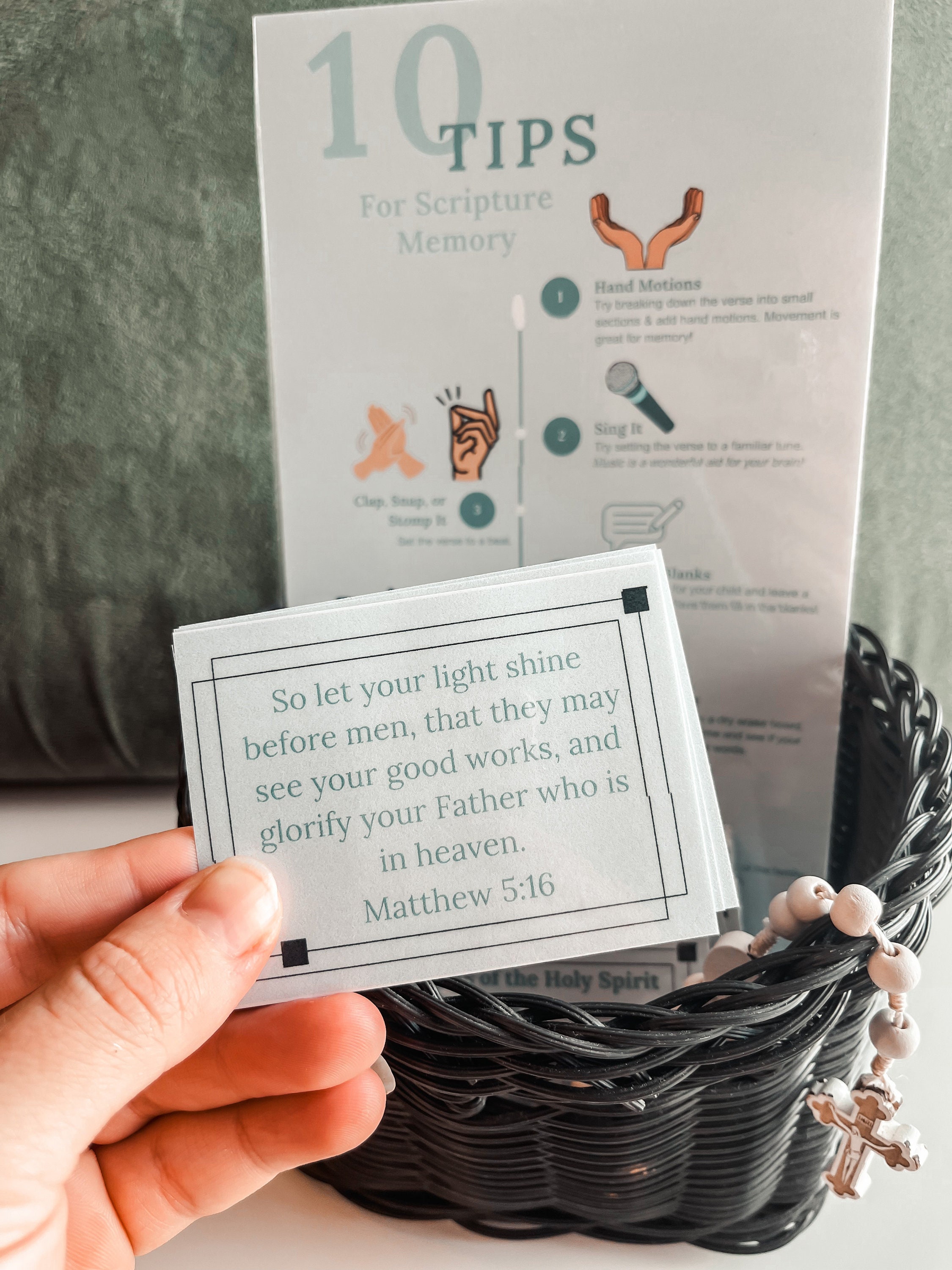 Douay-Rheims Scripture Memory Cards: Catholic Verses, Beatitudes, Fruits of the Holy Spirit, Printable Tips & Games