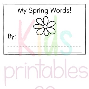 Printing Workbook - Spring Words, preschool writing, spring activities