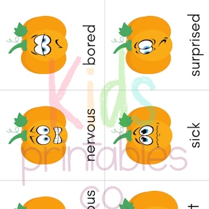 Tarjetas de emociones de calabaza