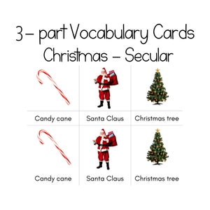 3-part Montessori Vocabulary Cards - Christmas - Secular