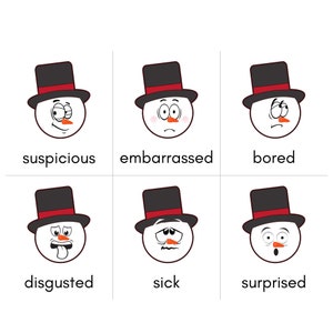 Cartes d'émotions de bonhomme de neige
