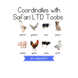 ESPAGNOL - Animaux de la ferme Toob - Cartes d'identification Safari LTD