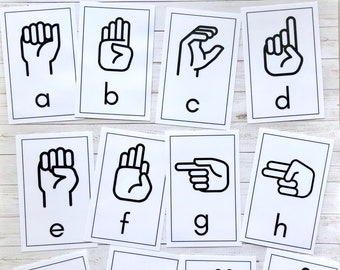 ASL Black & White Flash Cards - Digital Download