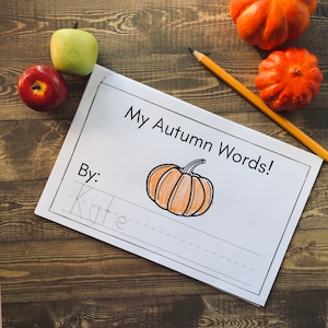 Printing Workbook - Autumn Words, preschool writing, fall activities