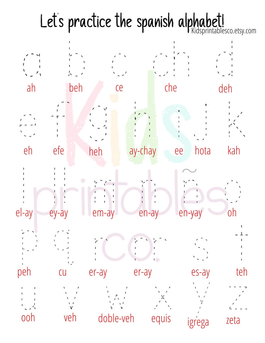 SPANISH Alphabet Tracing, Letter Writing Practice Etsy