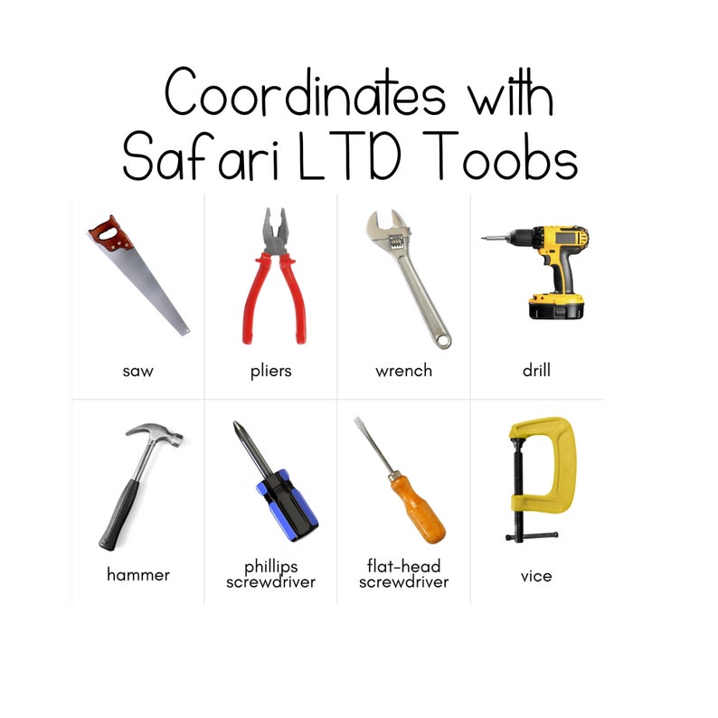 Safari Ltd Toob - Handy Tools Set, 8 Mini Figurines Including Drill, Hammer, Saw & More