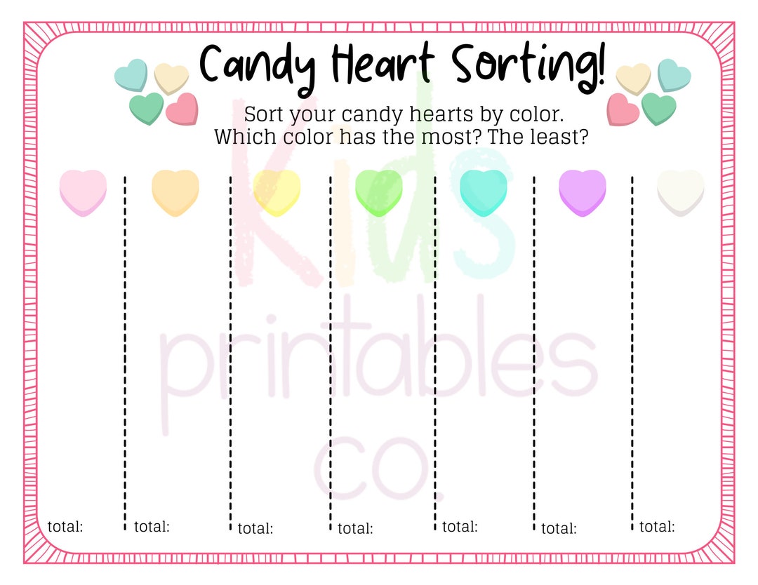 Valentines Conversation Heart Candy Sorting