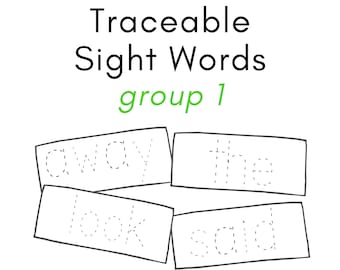 Sight Word Tracing Cards - Group 1