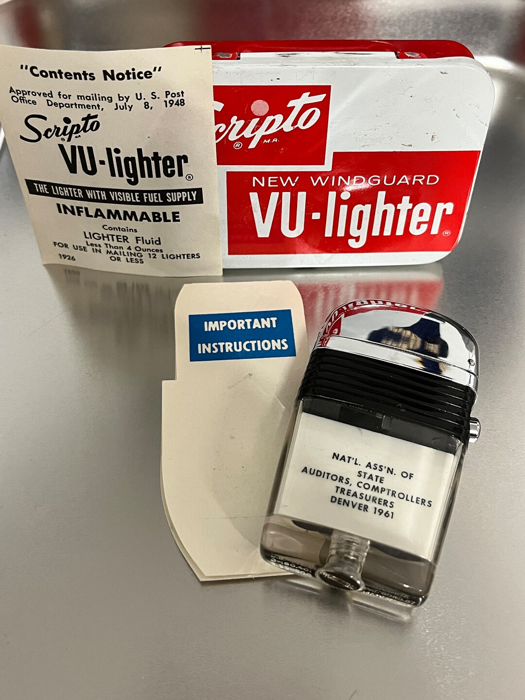 Scripto Lighter With Original Case Etsy