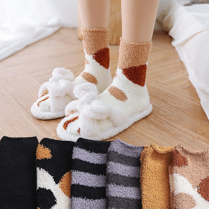 1 Pair of Ladies Cat Soft Fluffy Socks Warm Gift Winter Cosy - Etsy UK