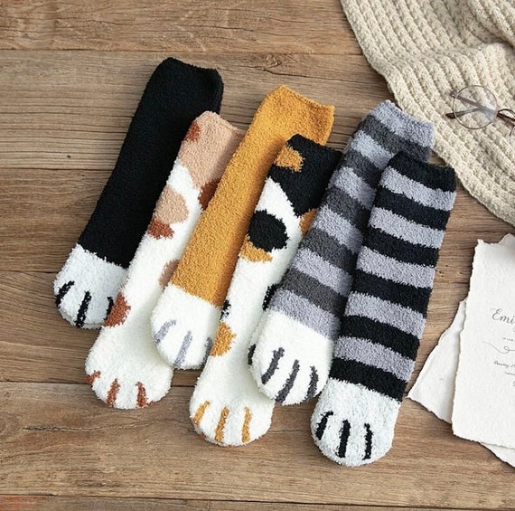 1 Pair of Ladies Cat Soft Fluffy Socks Warm Gift Winter Cosy | Etsy UK