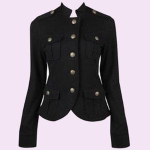 womens black military style coat