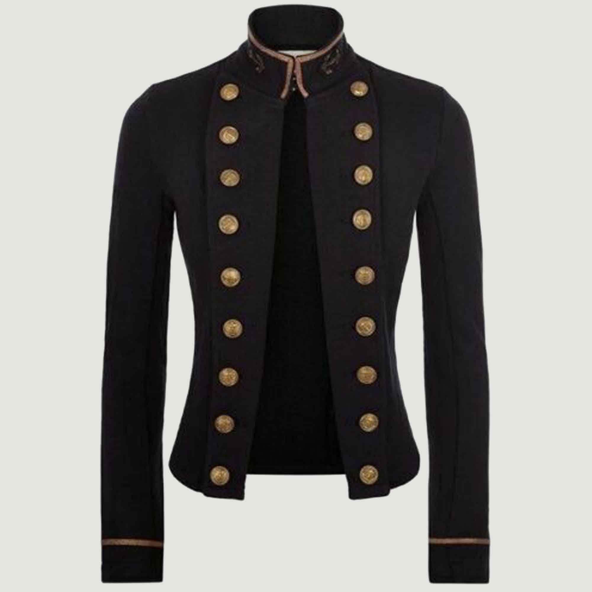 Ladies Black Officer's Military Coat Braided Jacketladies -  Denmark