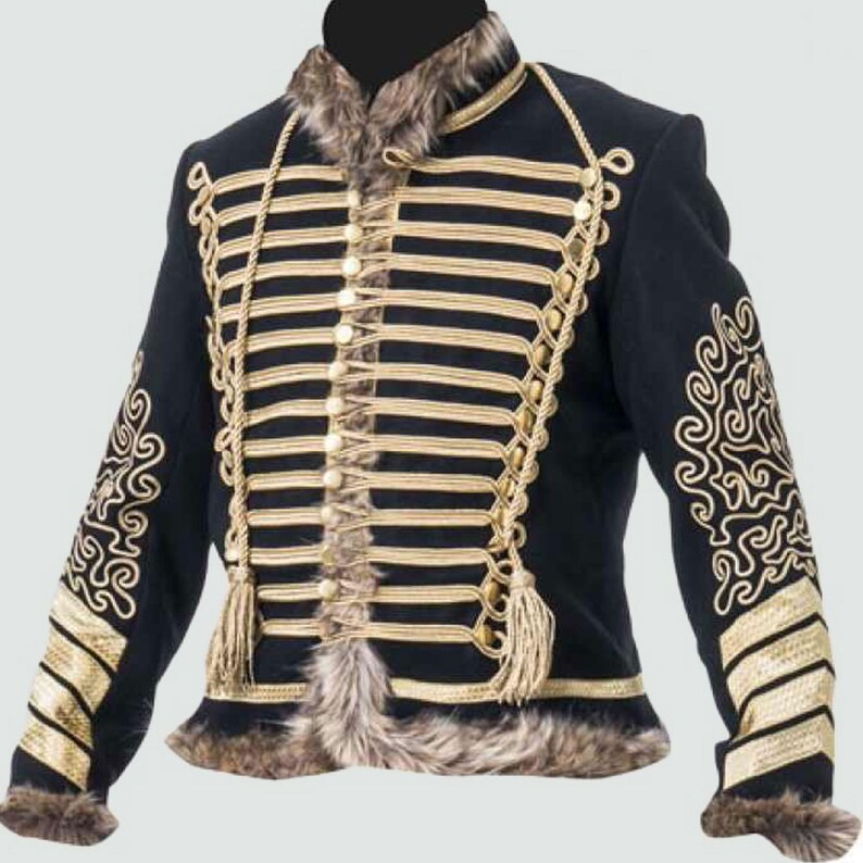 Men's Black Napoleonic Hussar Jacket With Hand Etsy