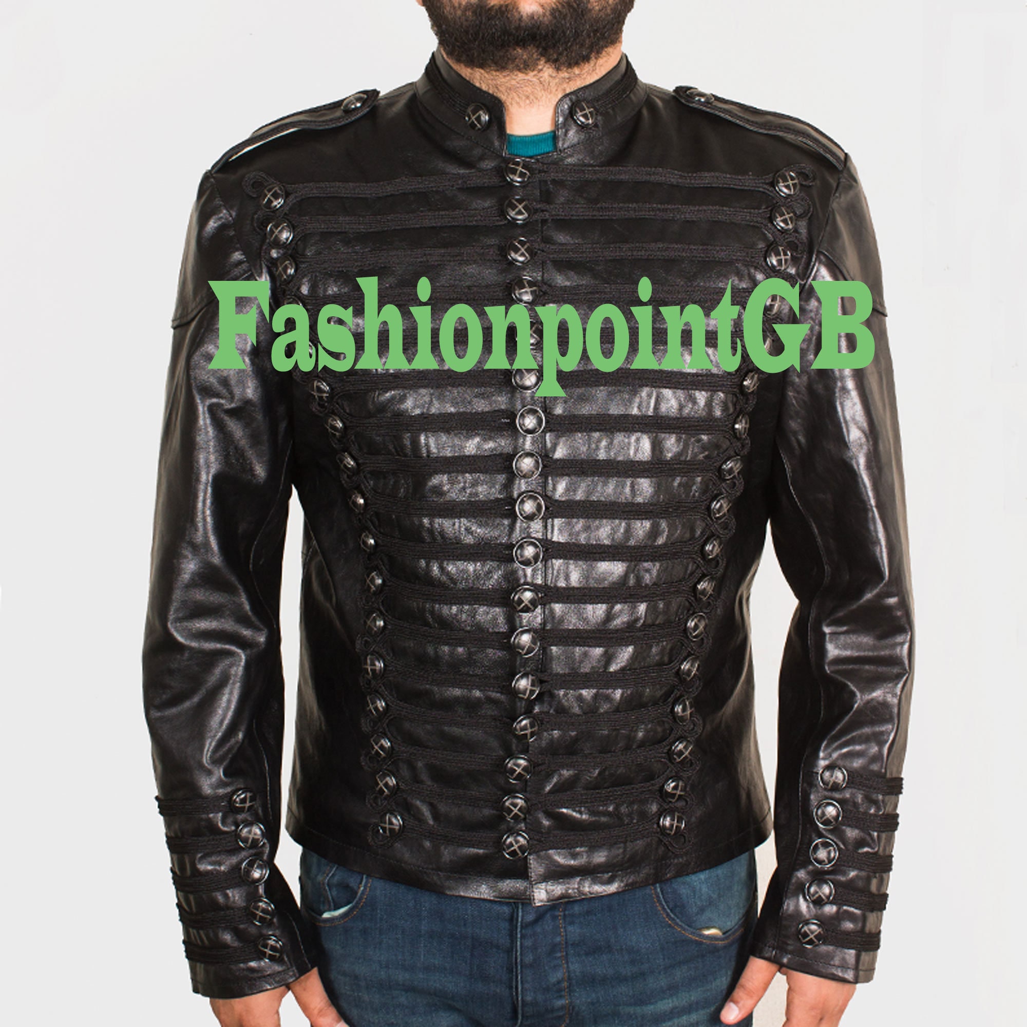 Mens Leather Hussar Jacket Steampunk Military Uniforms Etsy