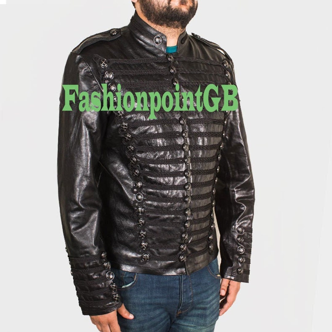 Mens Leather Hussar Jacket Steampunk Military Uniforms Etsy