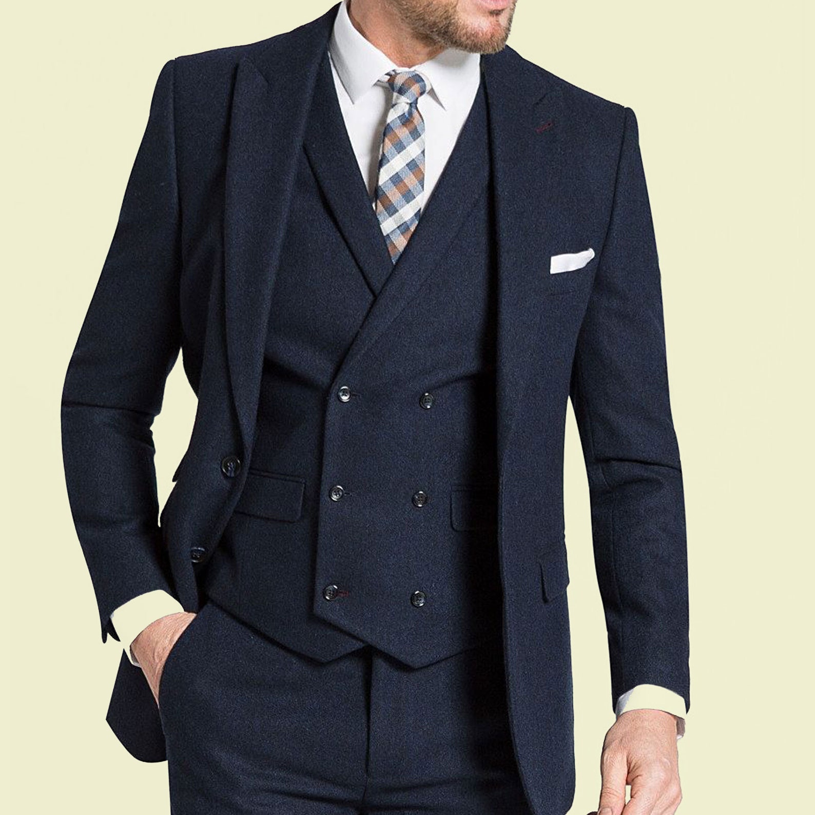 Herren Slim Navy Dreiteiler Anzug Herren Hochzeit Bräutigam | Etsy