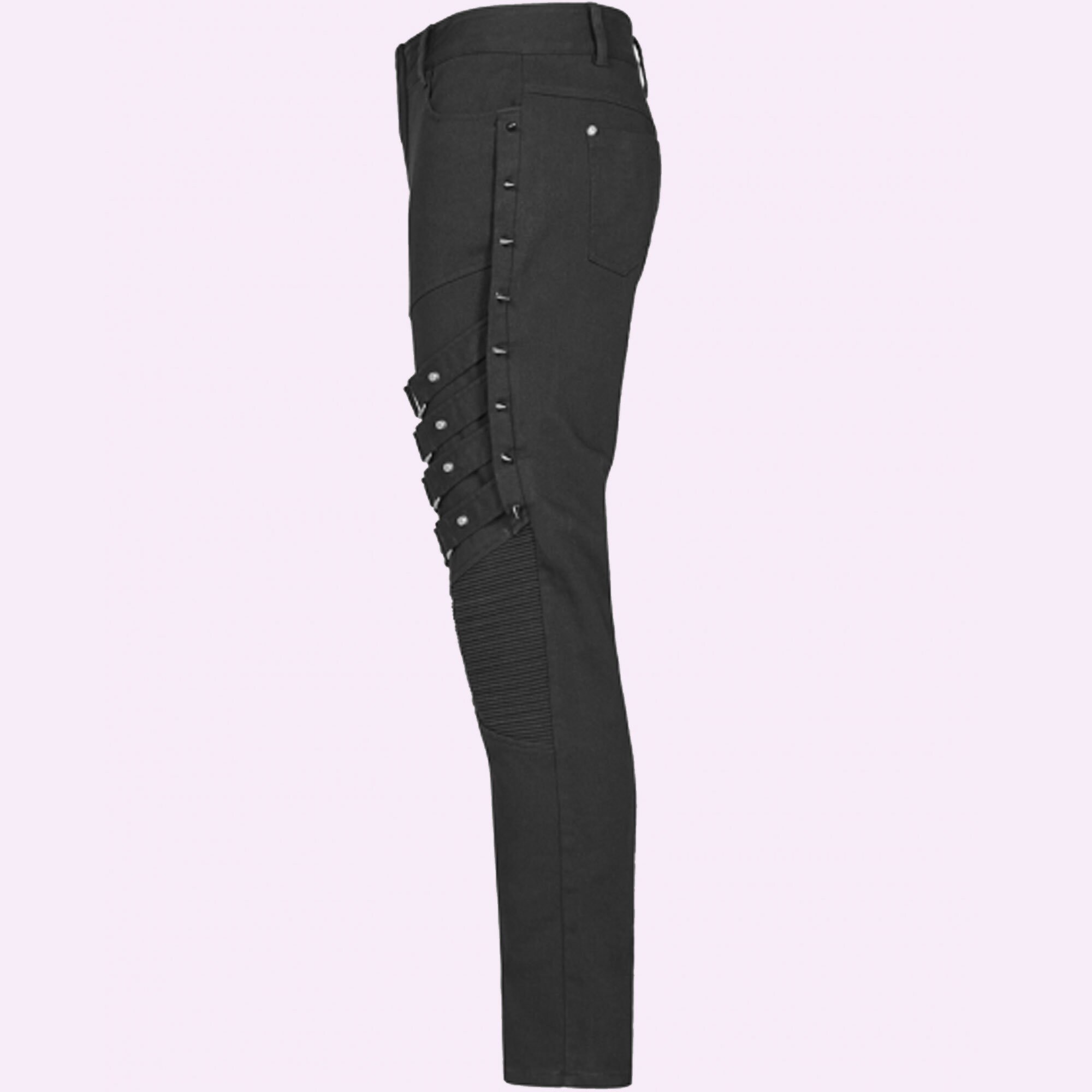 Mens Black Gothic Punk Heavy Metal Trousersmens Fashion Etsy UK