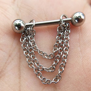 Pair- Chain Nipple Rings 316L Stainless Steel Barbell,Nipple Ring
