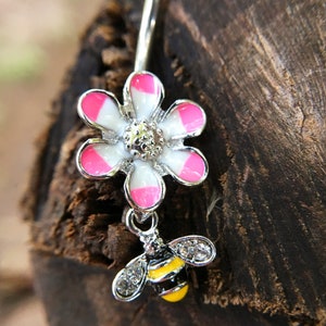 Bee Belly Ring, Belly bar,Navel Piercing Ring,Gift for her,Belly Button Ring, Body Jewelry