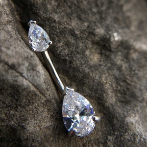Sparkle CZ Zircon Belly Ring, Belly bar,Navel Piercing Ring,Belly Button Ring,