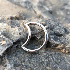 16 Argola articulada em forma de lua crescente de aço cirúrgico 316L, anel clicker, argola articulada meia lua Daith Piercing