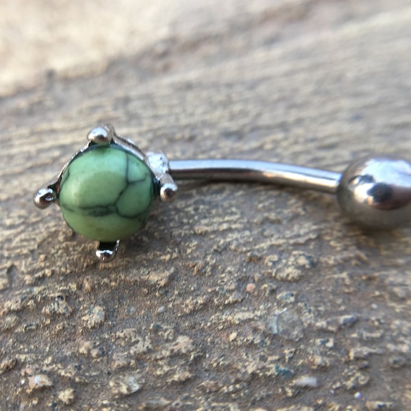 Turquoise Belly Ring, Belly bar,Navel Piercing Ring,Gift for her,Belly Button Ring, Body Jewelry