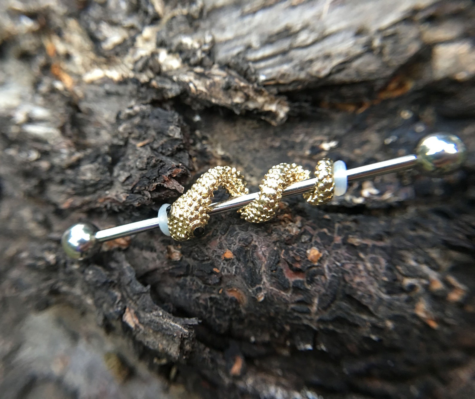 Snake Industrial Barbellpiercing Jewelry Industrial Barbell Etsy UK