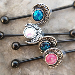 14g acciaio chirurgico luna e sole bilanciere industriale, gioielli per piercing all'orecchio, bilanciere industriale, miglior regalo