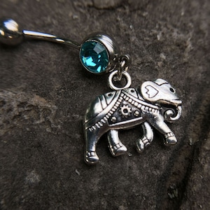 Lovely Elephant Belly Ring, Belly bar,Navel Piercing Ring,Gift for her,Belly Button Ring, Body Jewelry