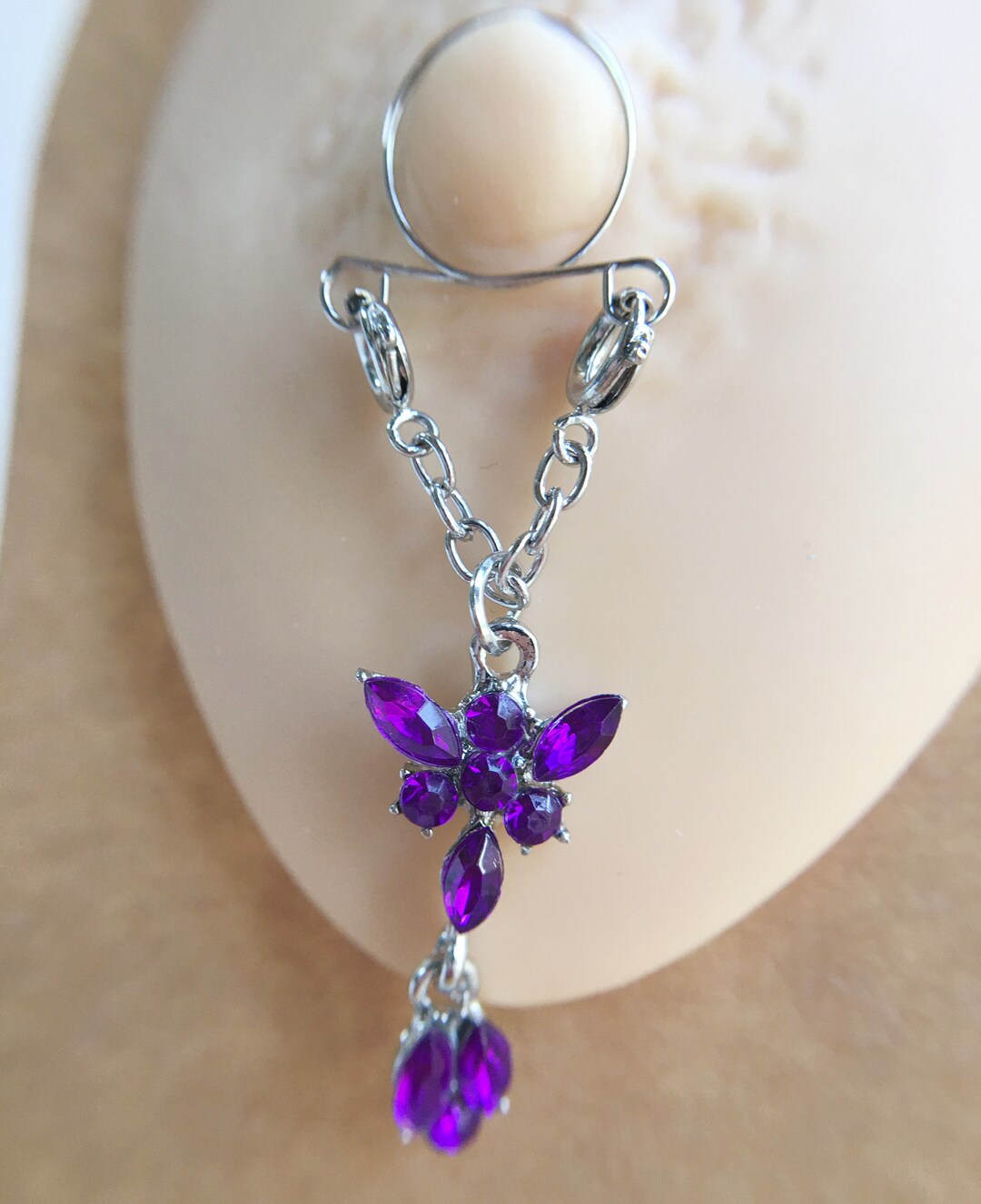 Butterfly Fake Faux Nipple Rings, Fake Nipple Piercing,non Piercing