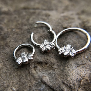 Honey Bee Clicker Hoop Ring,cartilage ring,cartilage hoop,cartilage hoop,dainty cartilage ring, tiny cartilage ring, 6mm,8mm,10mm