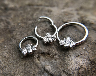 Honey Bee Clicker Hoop Ring,cartilage ring,cartilage hoop,cartilage hoop,dainty cartilage ring, tiny cartilage ring, 6mm,8mm,10mm