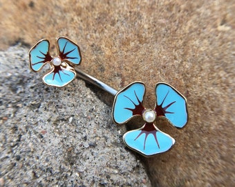 Belly Ring, Belly bar,Navel Piercing Ring,Belly Button Ring,flower belly ring