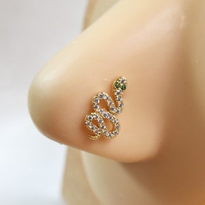 Nose Stud,Nostril Stud, Snake Nose Ring,Nose Piercing,Body Jewelry,20g,0.8mm wide,7mm long