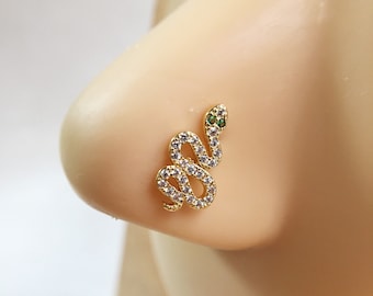 Nose Stud,Nostril Stud, Snake Nose Ring,Nose Piercing,Body Jewelry,20g,0.8mm wide,7mm long